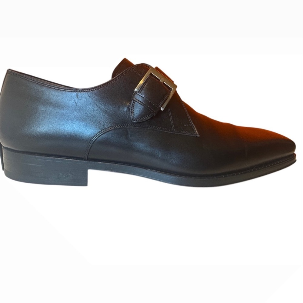 Magnanni Monk Strap Shoes Mens Black Leather Single Buckle Dress Shoes